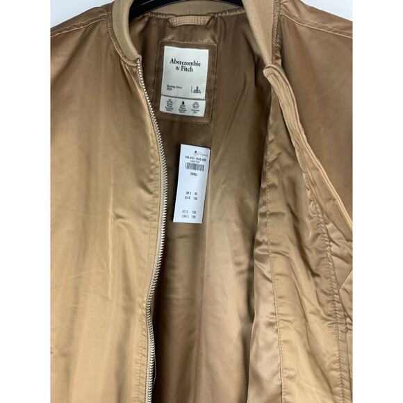 NWT Abercrombie & Fitch Flight Jacket Bomber Style Tan Beige Zip Unisex Small - Picture 5 of 10